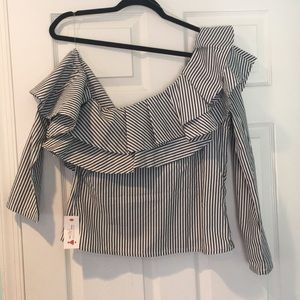 One cold shoulder long sleeve top